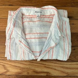 Madewell Courier Button Shirt in Textural Stripe White / Orange Size XS